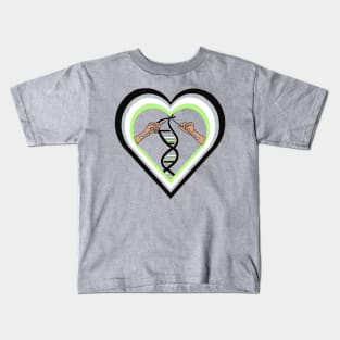 Agender Pride Flag Knitted DNA Heart Kids T-Shirt